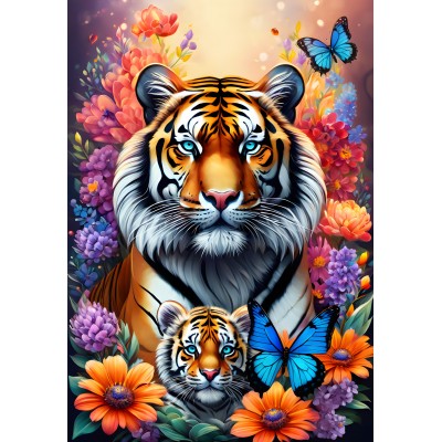 Puzzle Alipson-Puzzle-50117 Tigres - Collection Amour Maternel