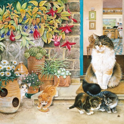 Puzzle Alipson-Puzzle-F-50183 Agneatha et ses Chatons sur le Pas de la Porte