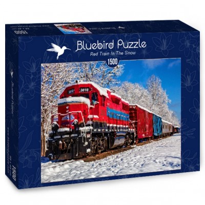 Puzzle Bluebird-Puzzle-70282 Red Train In The Snow