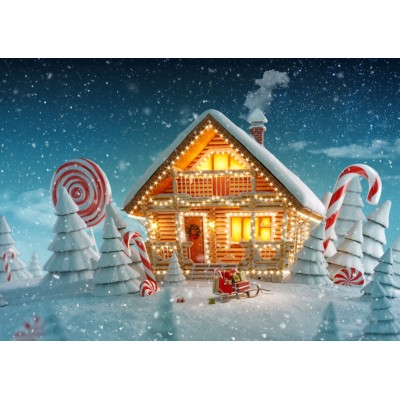 Puzzle Bluebird-Puzzle-F-90130 Illuminated Christmas Cottage