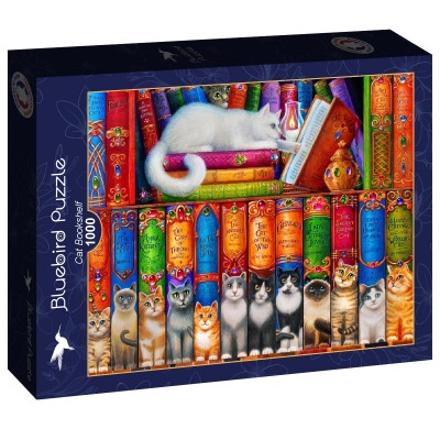 Puzzle Bluebird-Puzzle-F-90217 Cat Bookshelf