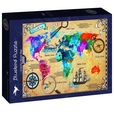 Puzzle Bluebird-Puzzle-F-90506 Colorful World Map