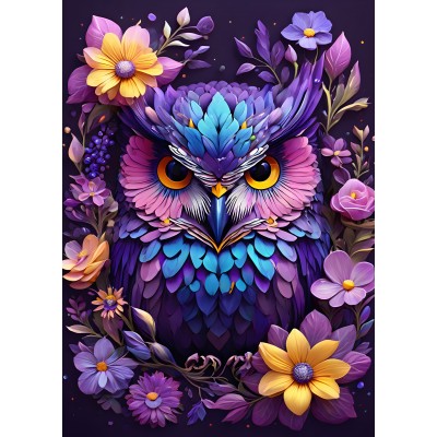 Puzzle Bluebird-Puzzle-F-90845 Flowers & Owl