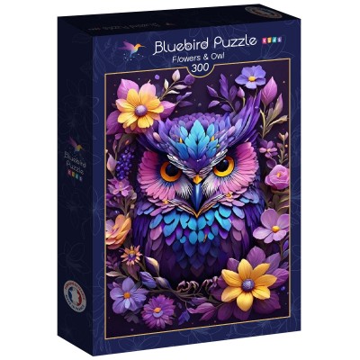 Puzzle Bluebird-Puzzle-F-90845 Flowers & Owl