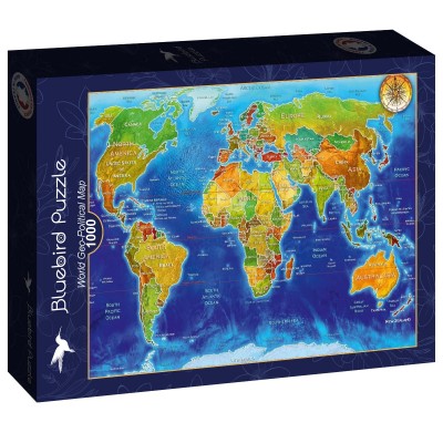 Puzzle Bluebird-Puzzle-F-90879 World Geo-Political Map