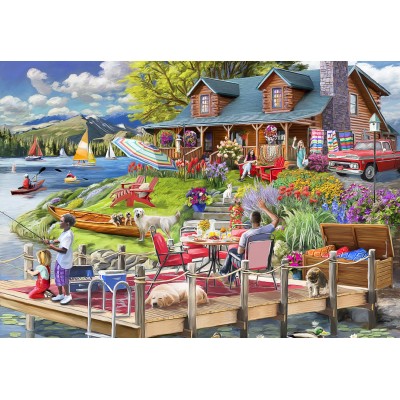Puzzle Bluebird-Puzzle-F-90925 Lake View Cabin Mountain Time