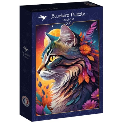 Puzzle Bluebird-Puzzle-F-90942 Floral Cat