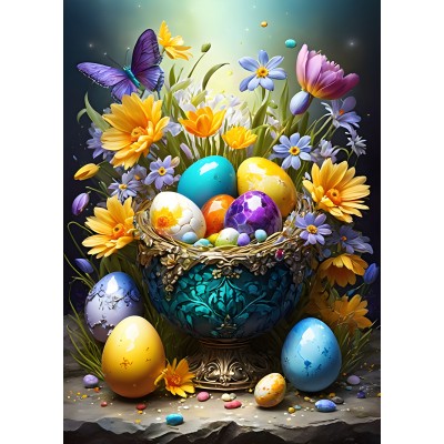 Puzzle Bluebird-Puzzle-F-90956 Oeufs de Pâques et Fleurs