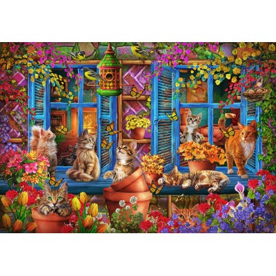 Puzzle Bluebird-Puzzle-F-90973 Chats sur le Rebord de la Fenêtre