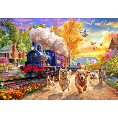 Puzzle Bluebird-Puzzle-F-90985 A la Poursuite du Train