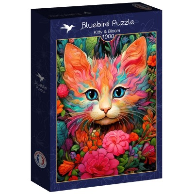 Puzzle Bluebird-Puzzle-F-91019 Chaton et Fleurs