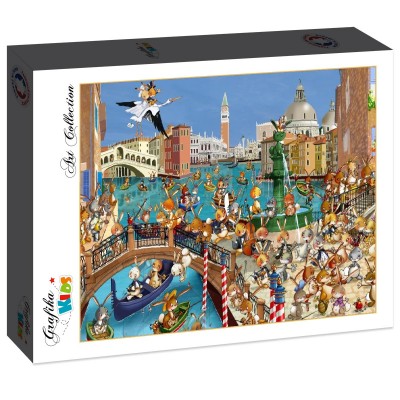 Puzzle Grafika-F-31025 François Ruyer : Les Lapins à Venise