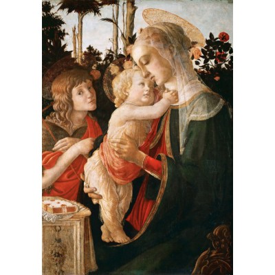 Puzzle Grafika-F-31628 Sandro Botticelli: La Vierge à l'Enfant, le Jeune Saint Jean-Baptiste, 1470-1475