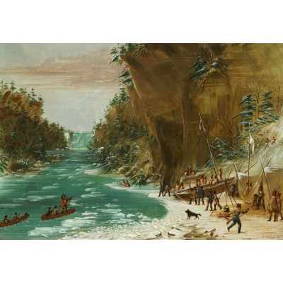 Puzzle Grafika-F-32115 George Catlin : Campement de l'Expedition au-dessous des Chutes de Niagara. Le 20 janvier 1679, 1847