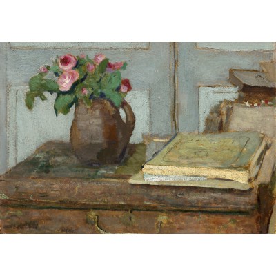 Puzzle Grafika-F-32152 Edouard Vuillard : La palette de l'Artiste et un Vase avec des Roses, 1898
