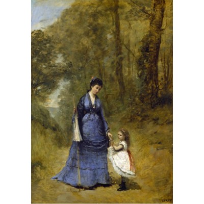Puzzle Grafika-F-32160 Jean-Baptiste-Camille Corot : Madame Stumpf et sa fille, 1872