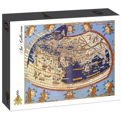 Puzzle Grafika-F-30242 Claudius Ptolemy: Carte du Monde, 1482
