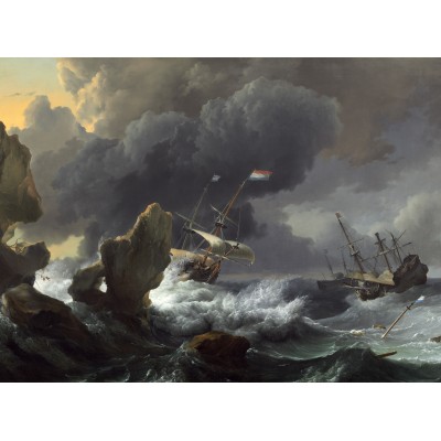 Puzzle Grafika-F-30488 Ludolf Backhuysen : Ships in Distress off a Rocky Coast, 1667