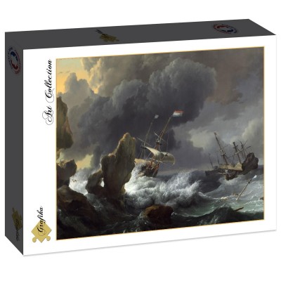 Puzzle Grafika-F-30488 Ludolf Backhuysen : Ships in Distress off a Rocky Coast, 1667