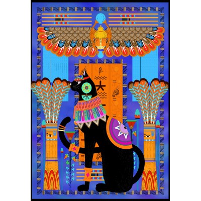 Puzzle Grafika-F-32687 Chat Egyptien - Bleu