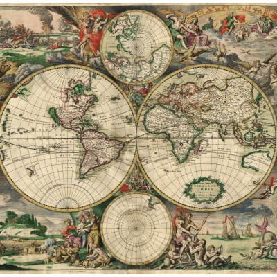 Puzzle Grafika-F-33453 Carte du Monde, Produced in Amsterdam, 1689