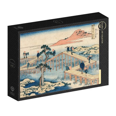 Puzzle Grafika-F-33690 Hokusai - Image Ancienne du Pont à Huit Parties dans la Province de Mikawa