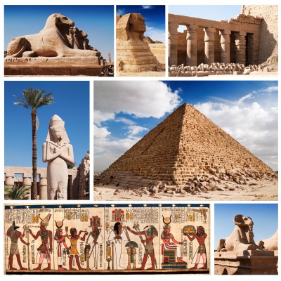 Puzzle Grafika-T-02297 Collage Egypte, Sphinx et Pyramide