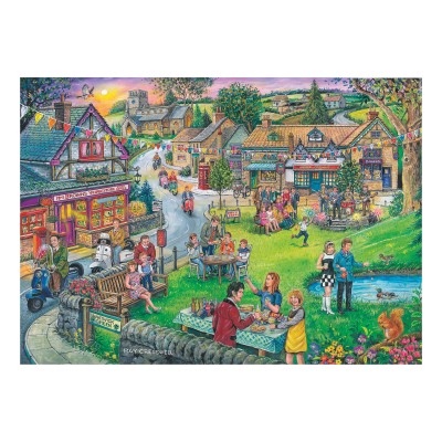 Puzzle House-Of-Puzzles-HP0743 Pièces XXL - Place de Village des Années Soixante