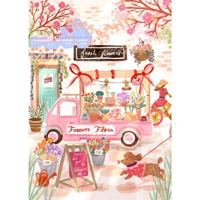 Puzzle Pieces-Peace-F-00210 Forever Flora, Flower Truck