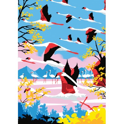 Puzzle Hachette-Puzzle-0001 L'Envol des Flamants Roses